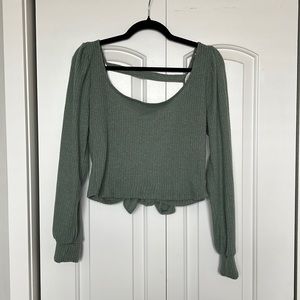 Long sleeve open back crop top